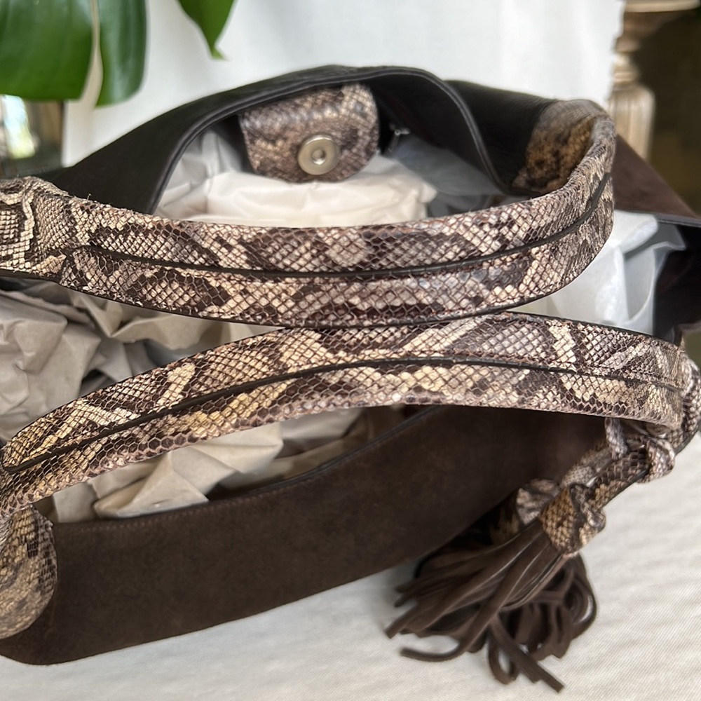 CLAUDUA FIRENZE Made in Italy slouchy suede + leather combo shoulder bag - Picture 8 of 16